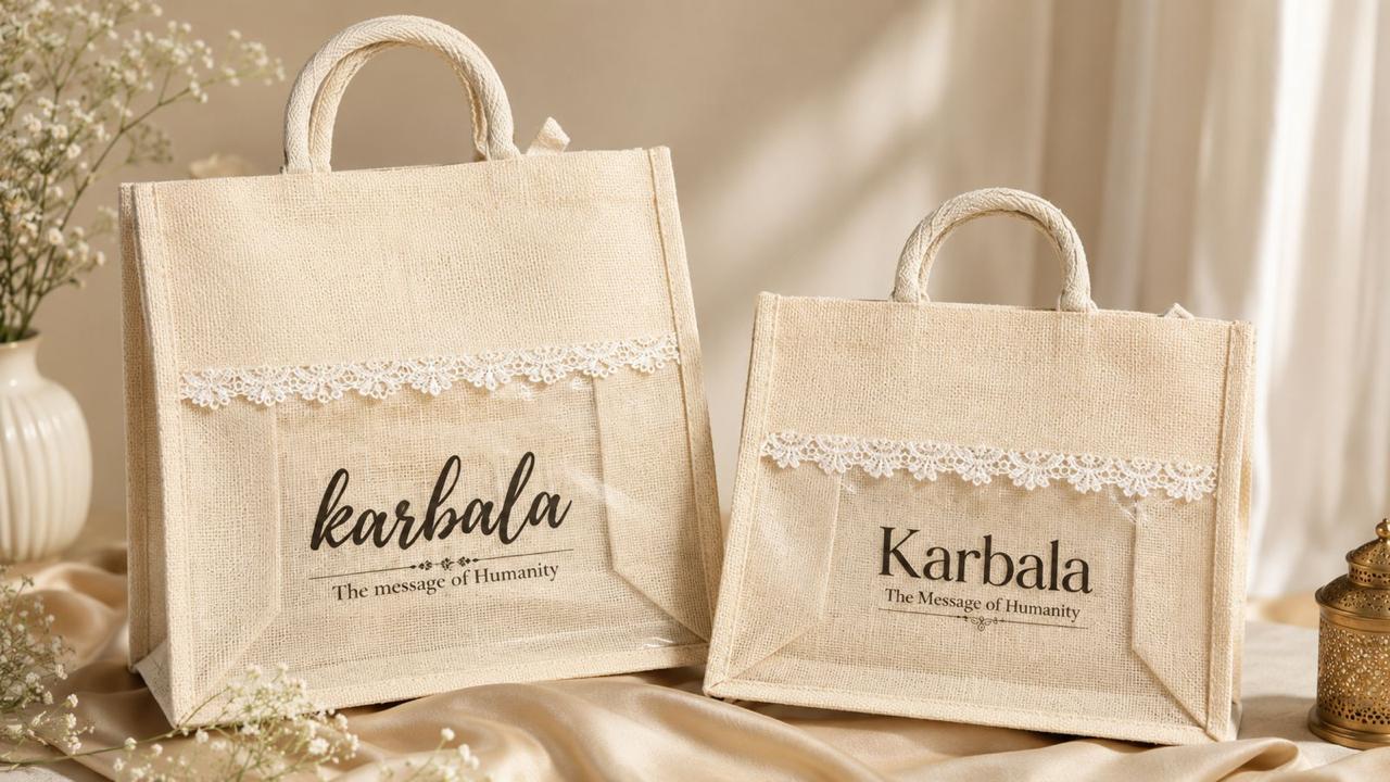 Personalized Jute Gift Bag with Clear Window